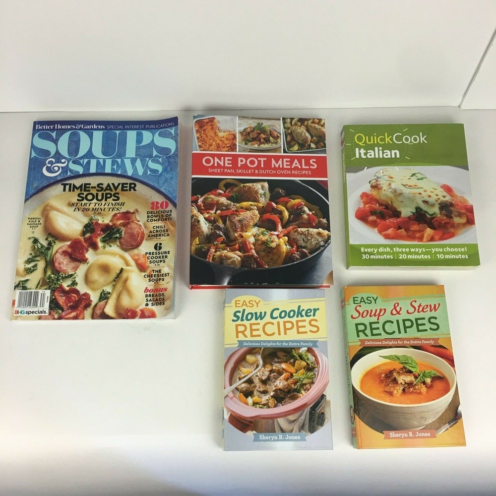 Lot of Cookbooks Italian Soup Stew Slow Cooker One Pot Meals Sheet Pan‎ Skillet